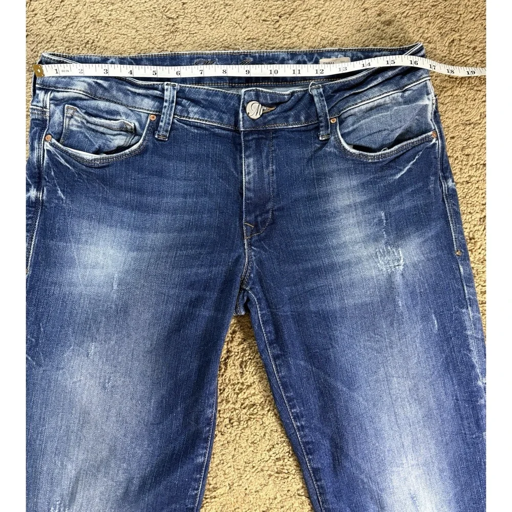 Mavi Jeans Women 33 Emma Slim Boyfriend Distressed Low Rise Acid Wash